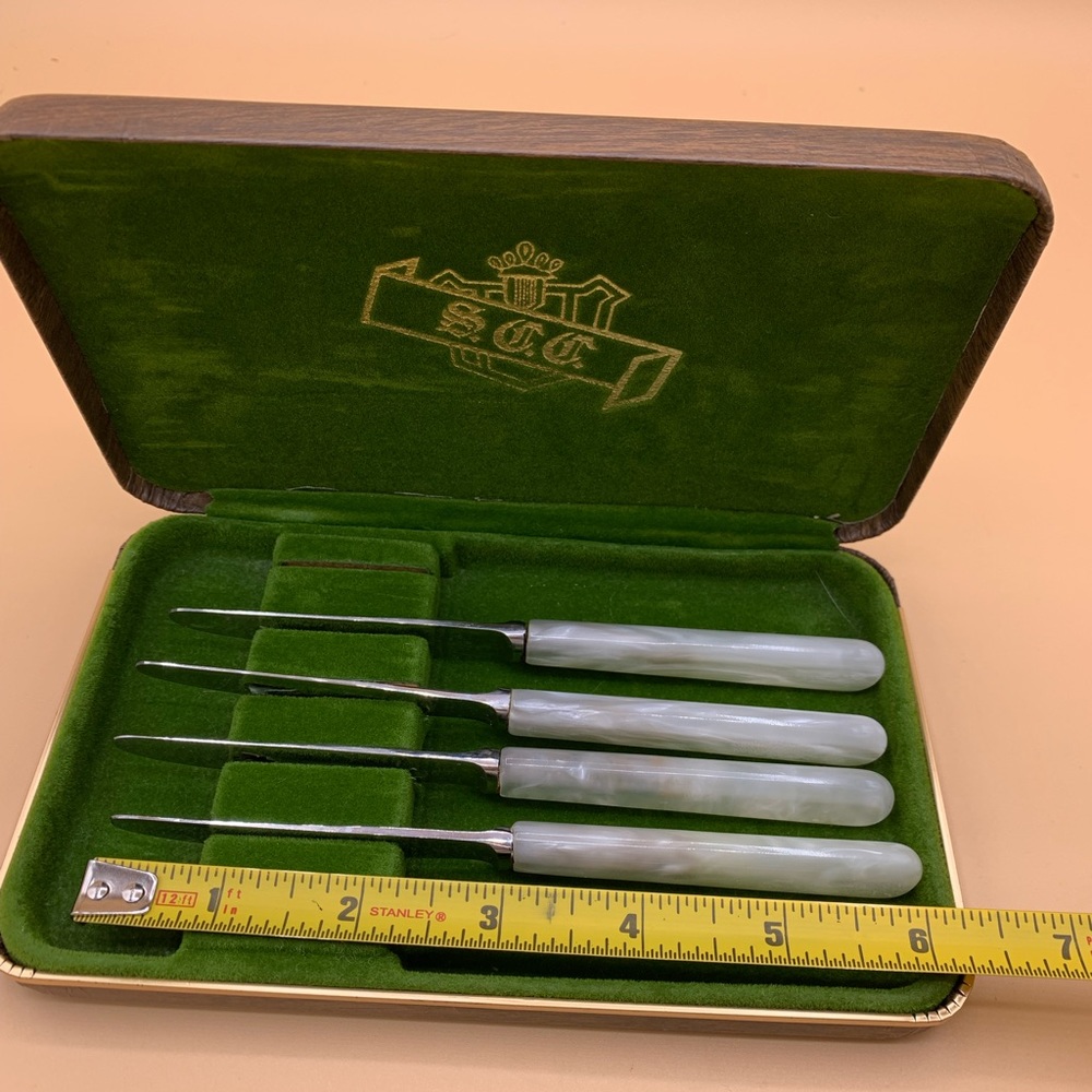 Vintage Stainless Sheffield England Knife Knives Set of 4 Pearl Handles 6” - Picture 7 of 8